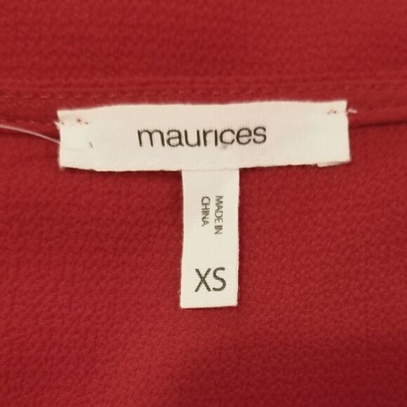 Maurices Red Bell Sleeve Textured Chiffon Blouse Size XS - Picture 4 of 7